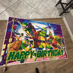 Teenage Mutant Ninja Turtles 5x3 Foot Happy Birthday TMNT Photo Backdrop Banner